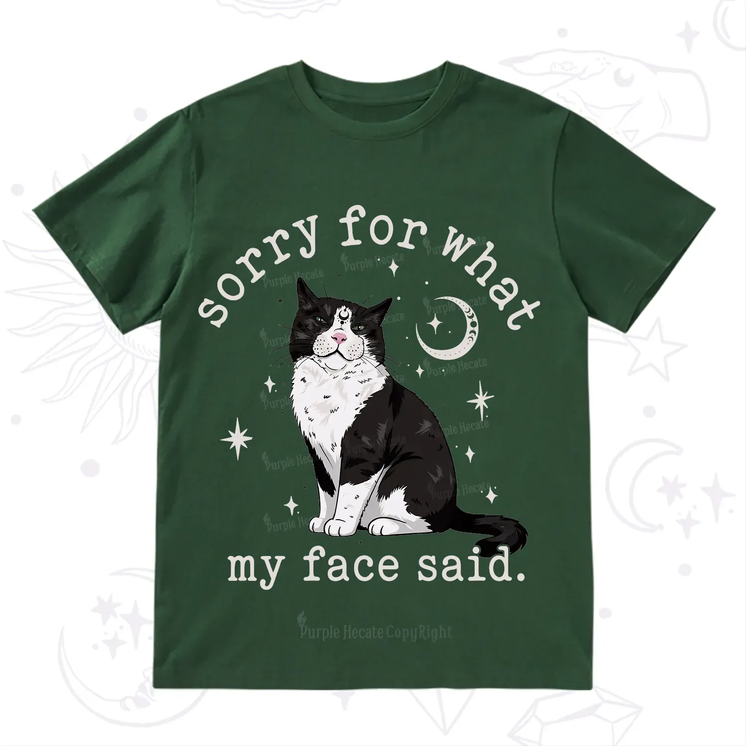 Purplehecate Sorry For What My Face Said Cat T-Shirt