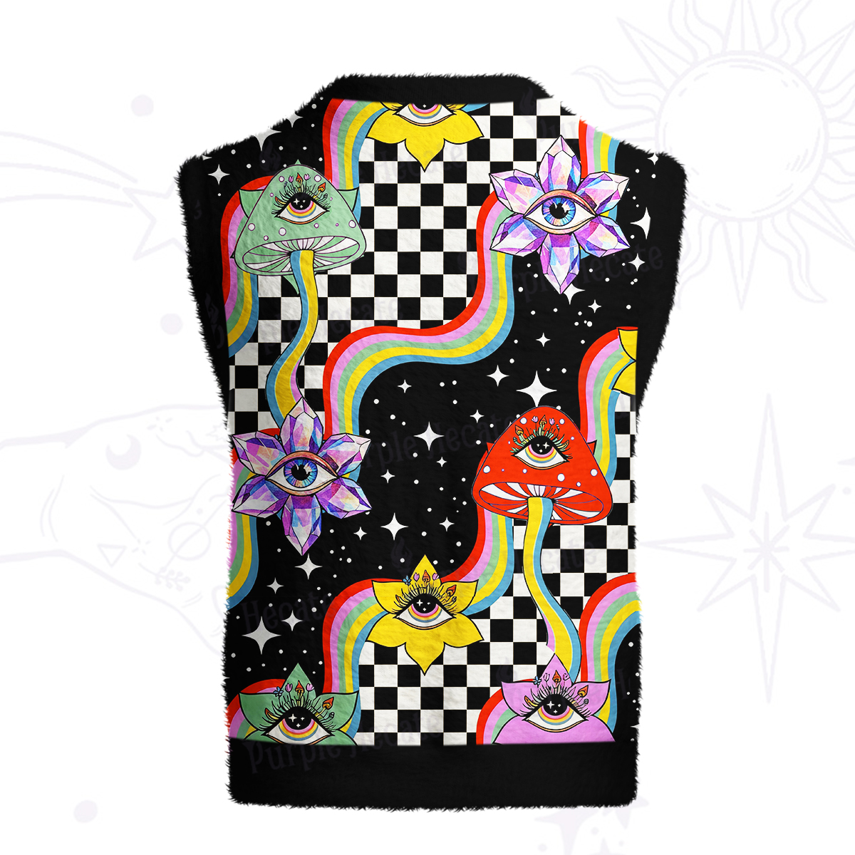 Purplehecate Enchanted Mushroom Eye Blossom Ugly Sweater Vest