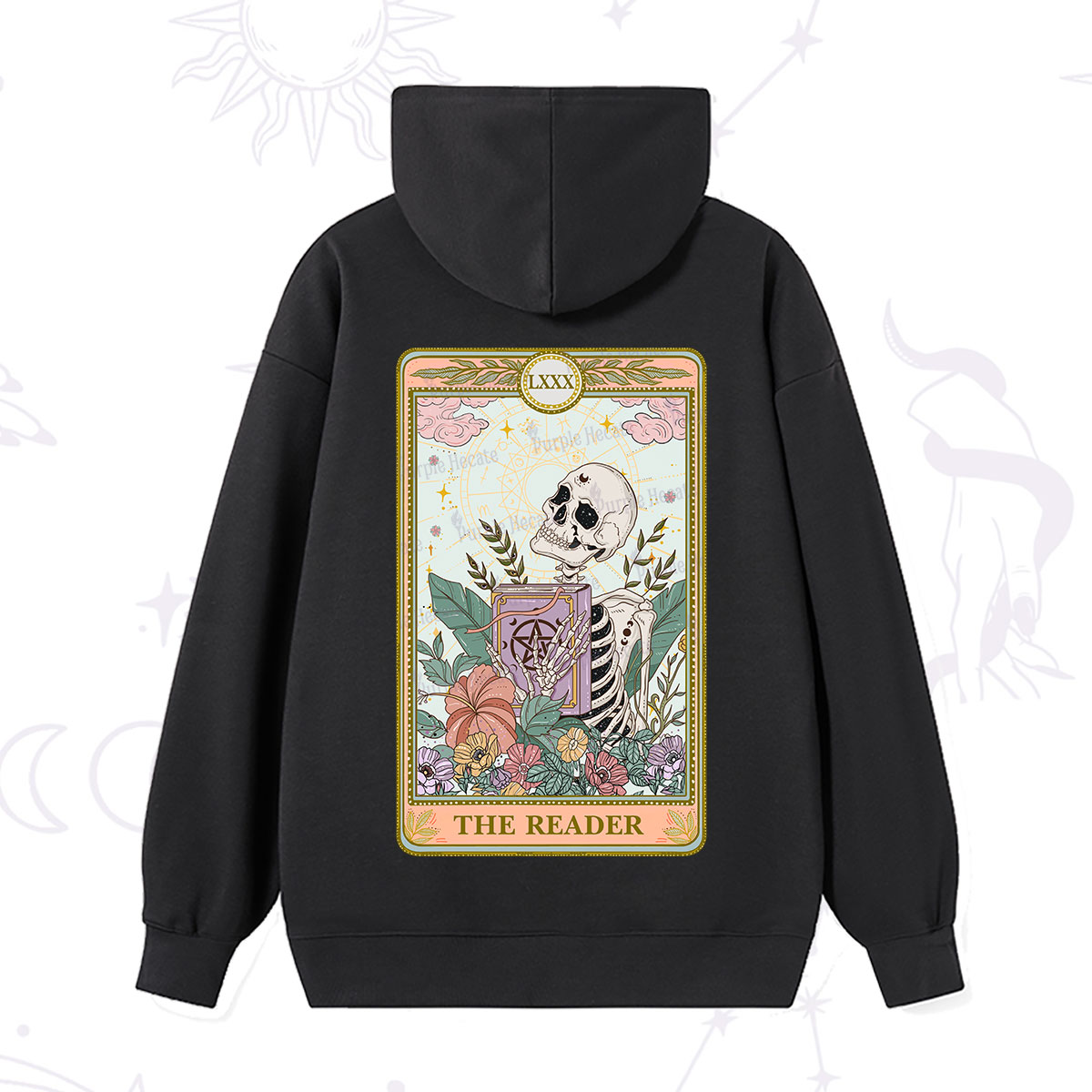 Purplehecate The Reader Occult Tarot Skeleton Hoodie