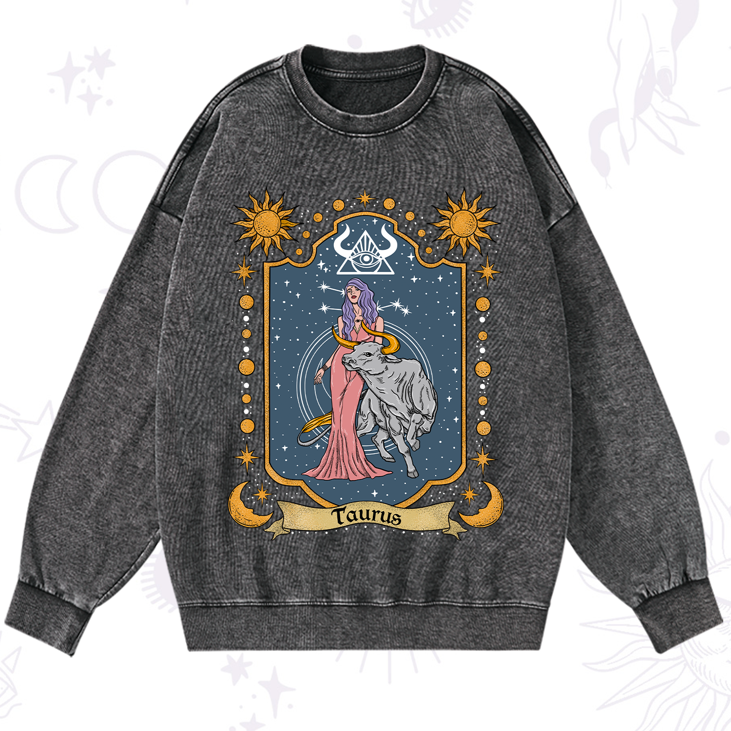 Purplehecate Taurus Zodiac Washed Sweatshirt