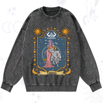 Purplehecate Taurus Zodiac Washed Sweatshirt