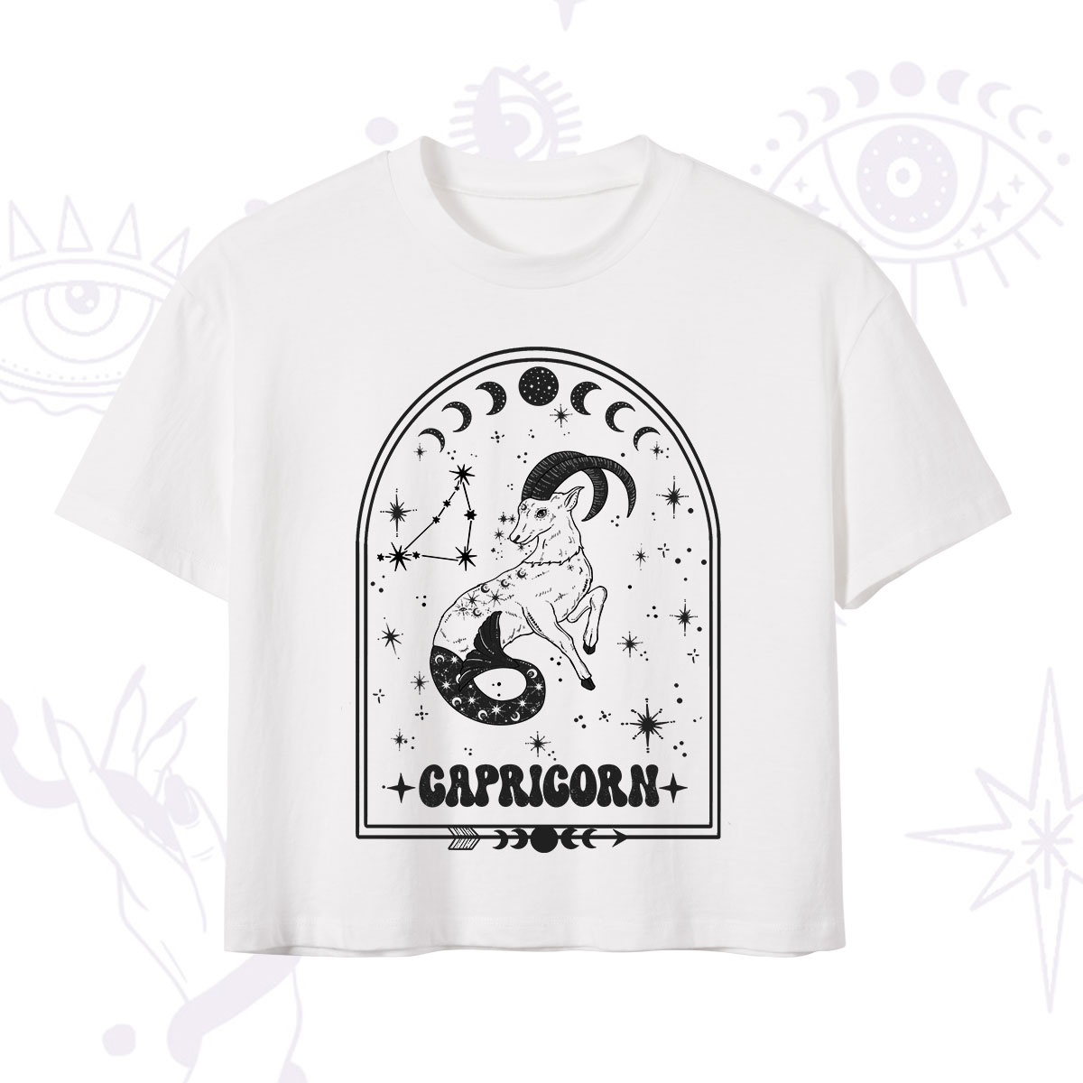 Purplehecate Zodiac Capricorn Under the Stars Crop T-Shirt