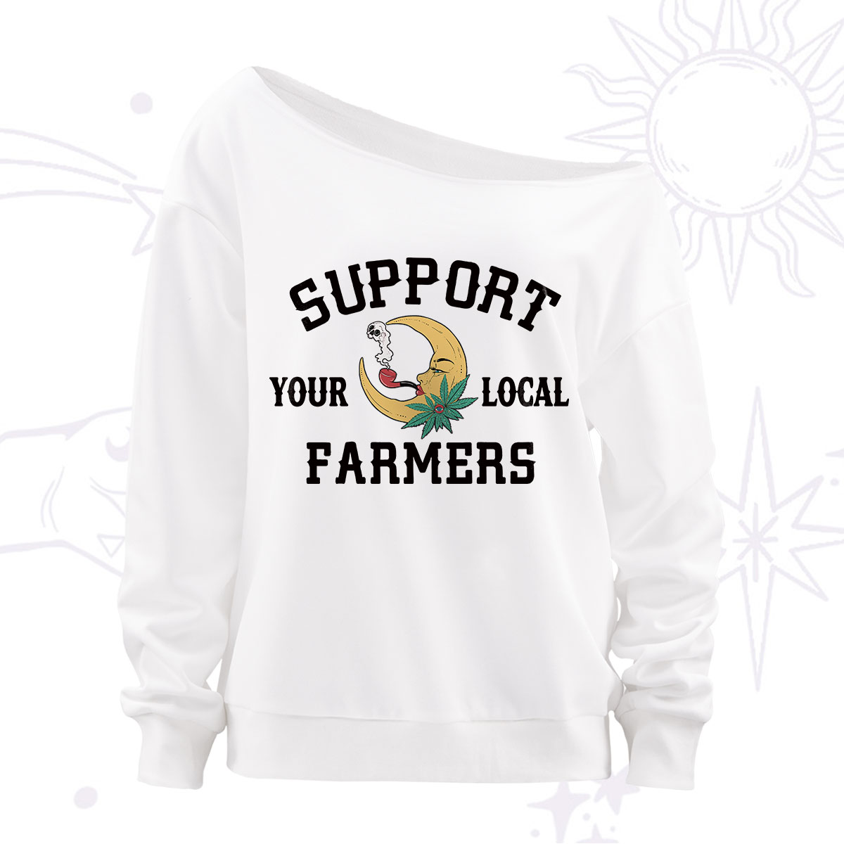 Purplehecate Support Your Local Farmer Off The Shoulder Sweatshirt