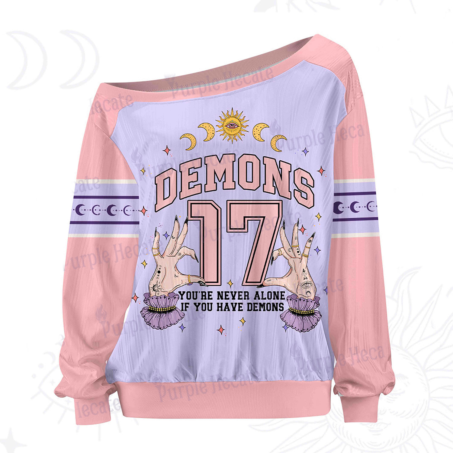 Purplehecate Celestial Demons 17 Off The Shoulder Graphic Jersey