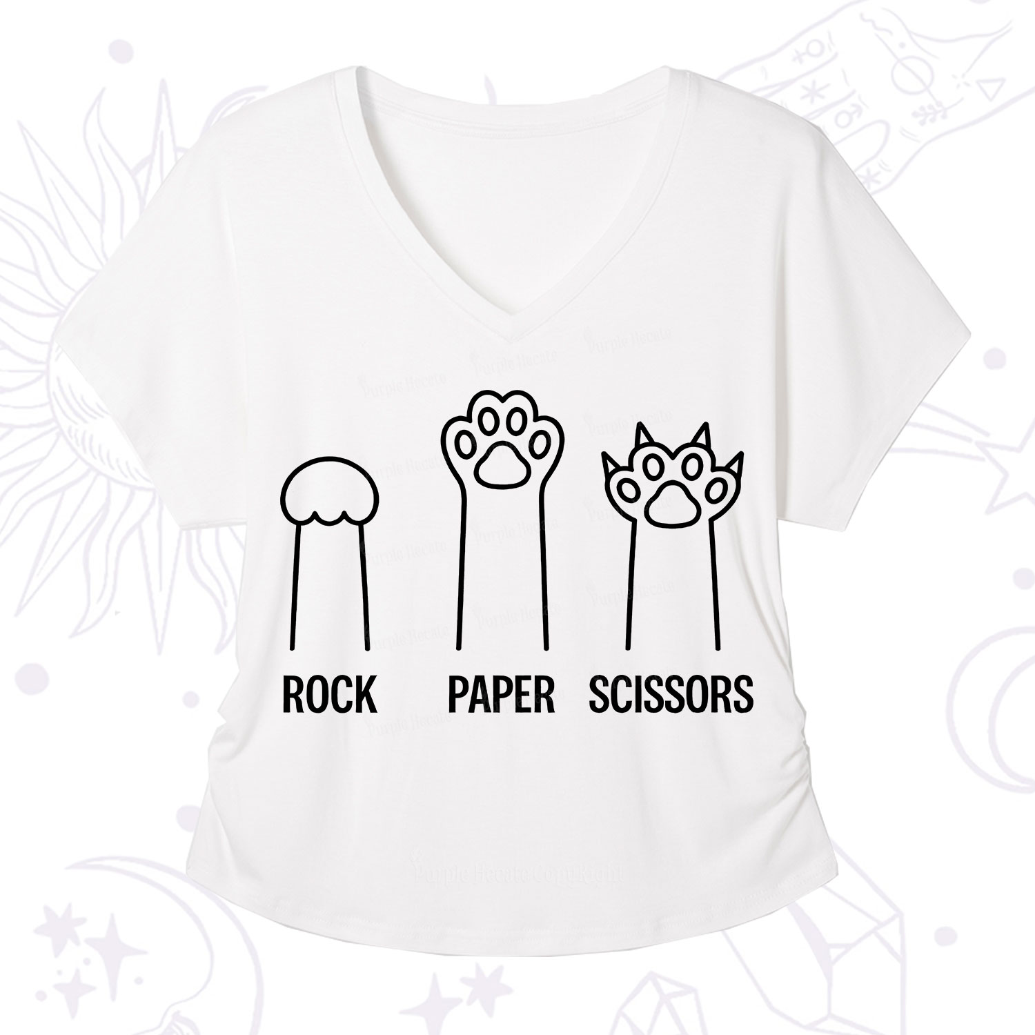 Purplehecate Rock Paper Scissors Cat Paw Edition V-Neck T-Shirt