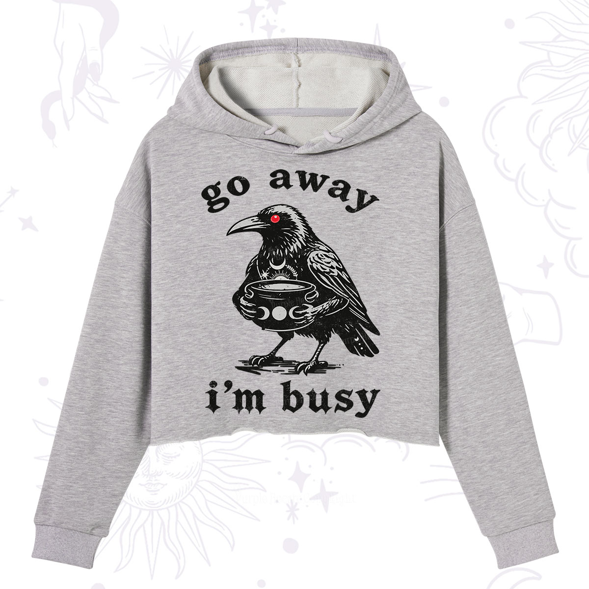 Purplehecate Go Away I'm Busy Crop Hoodie