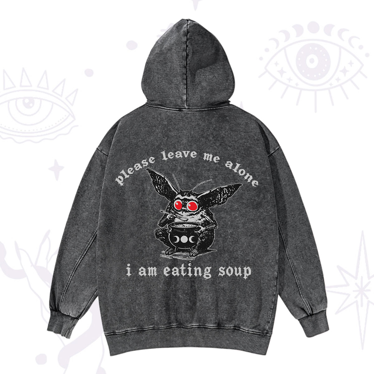 Purplehecate Mothman Eating Soup Washed Hoodie