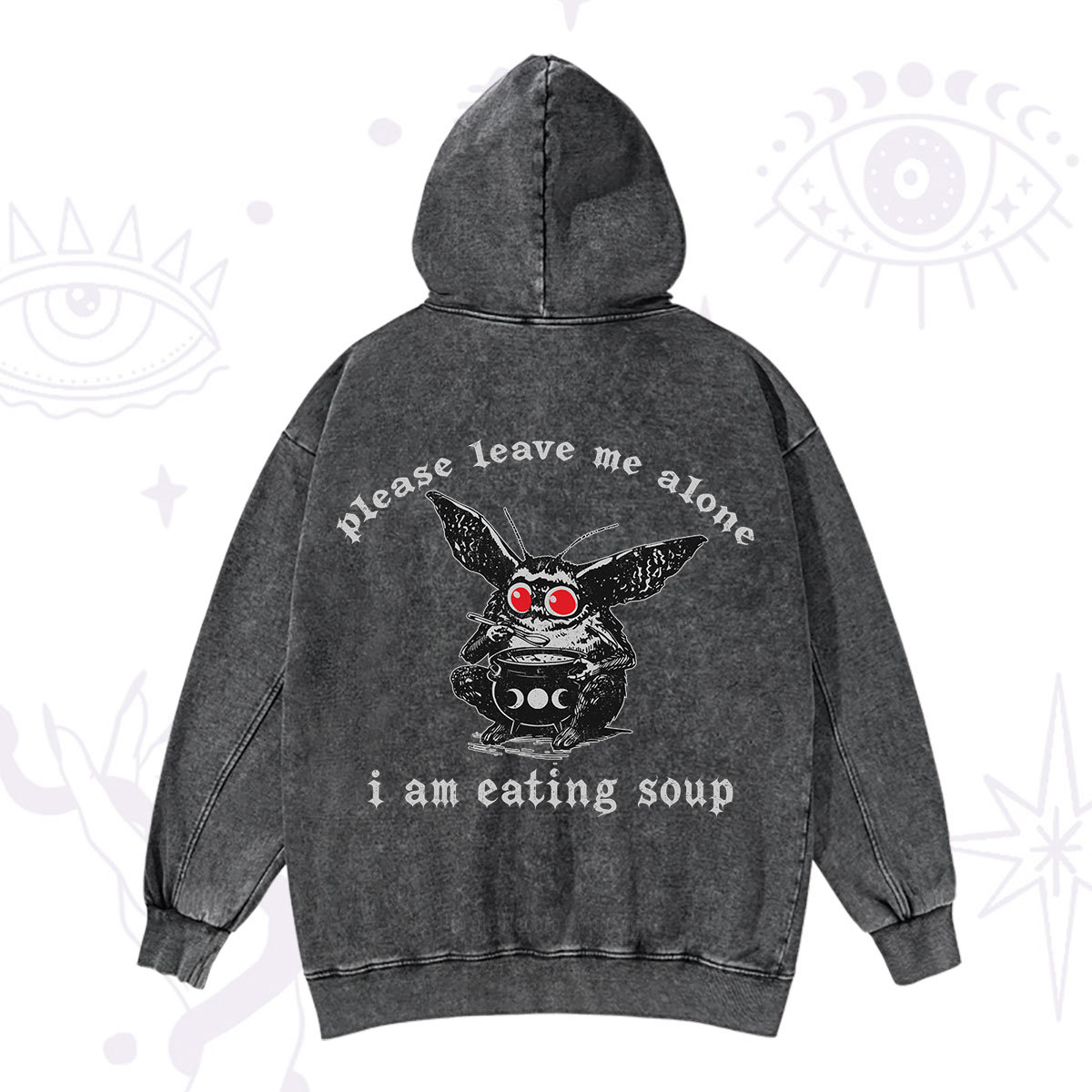 Purplehecate Mothman Eating Soup Washed Hoodie