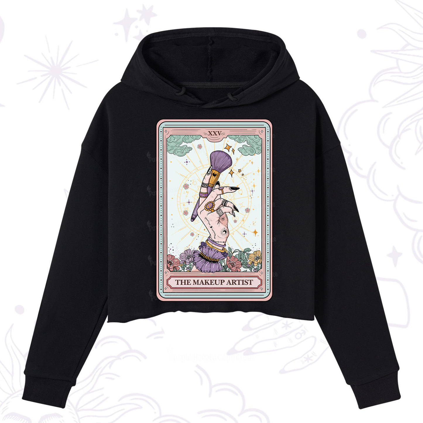 Purplehecate The Makeup Artist Tarot Crop Hoodie