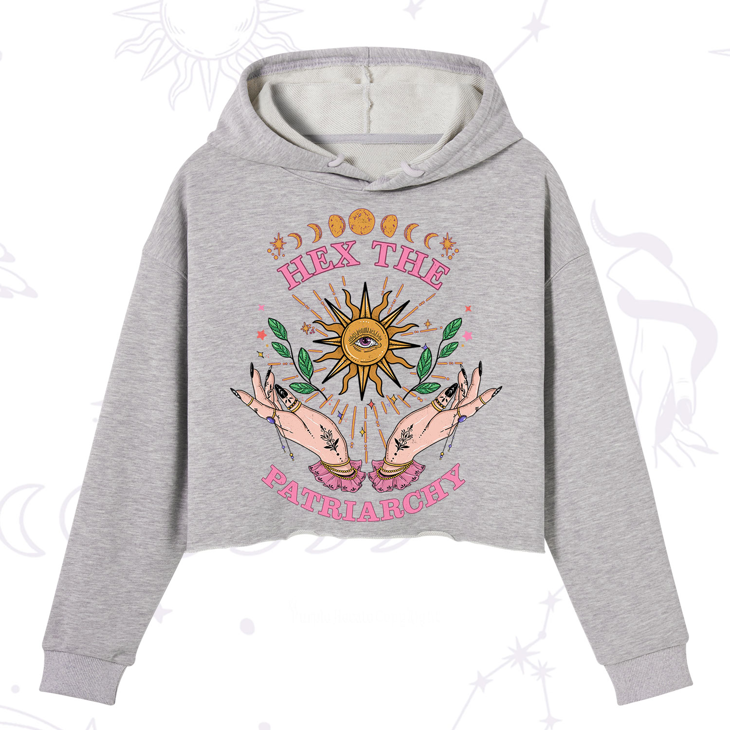 Purplehecate Hex The Patriarchy Witchy Crop Hoodie