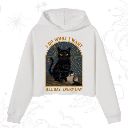 Purplehecate I Do What I What All Day Crop Hoodie