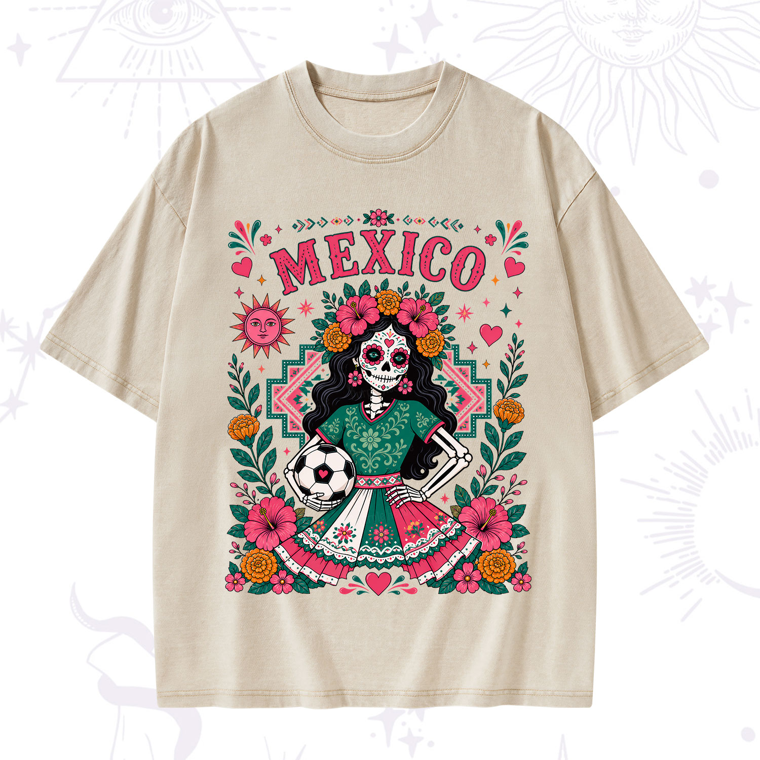 Purplehecate Mexico Day of the Dead Soccer Washed T-Shirt