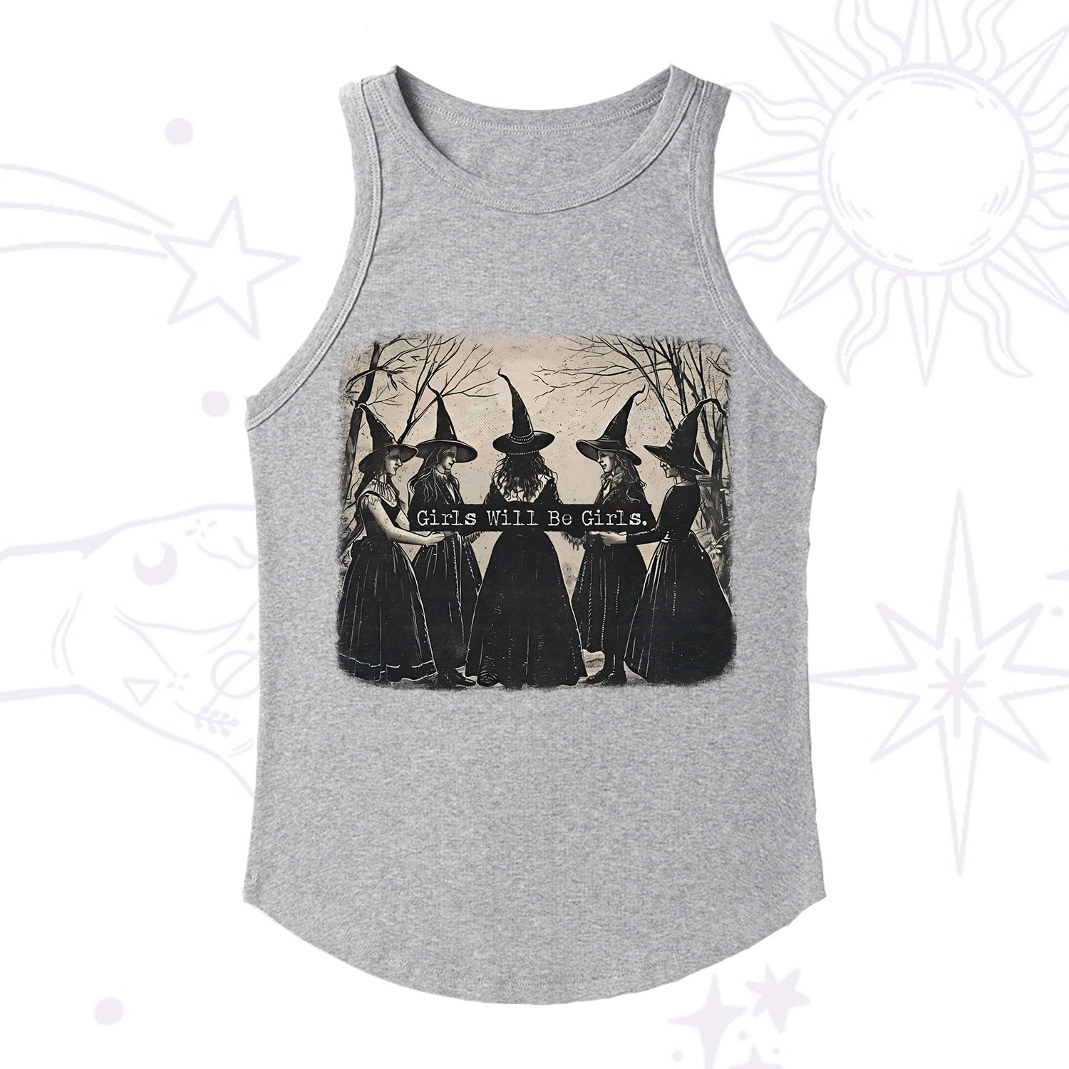 Purplehecate Girls Will Be Girls Witch Ribbed Tank Top