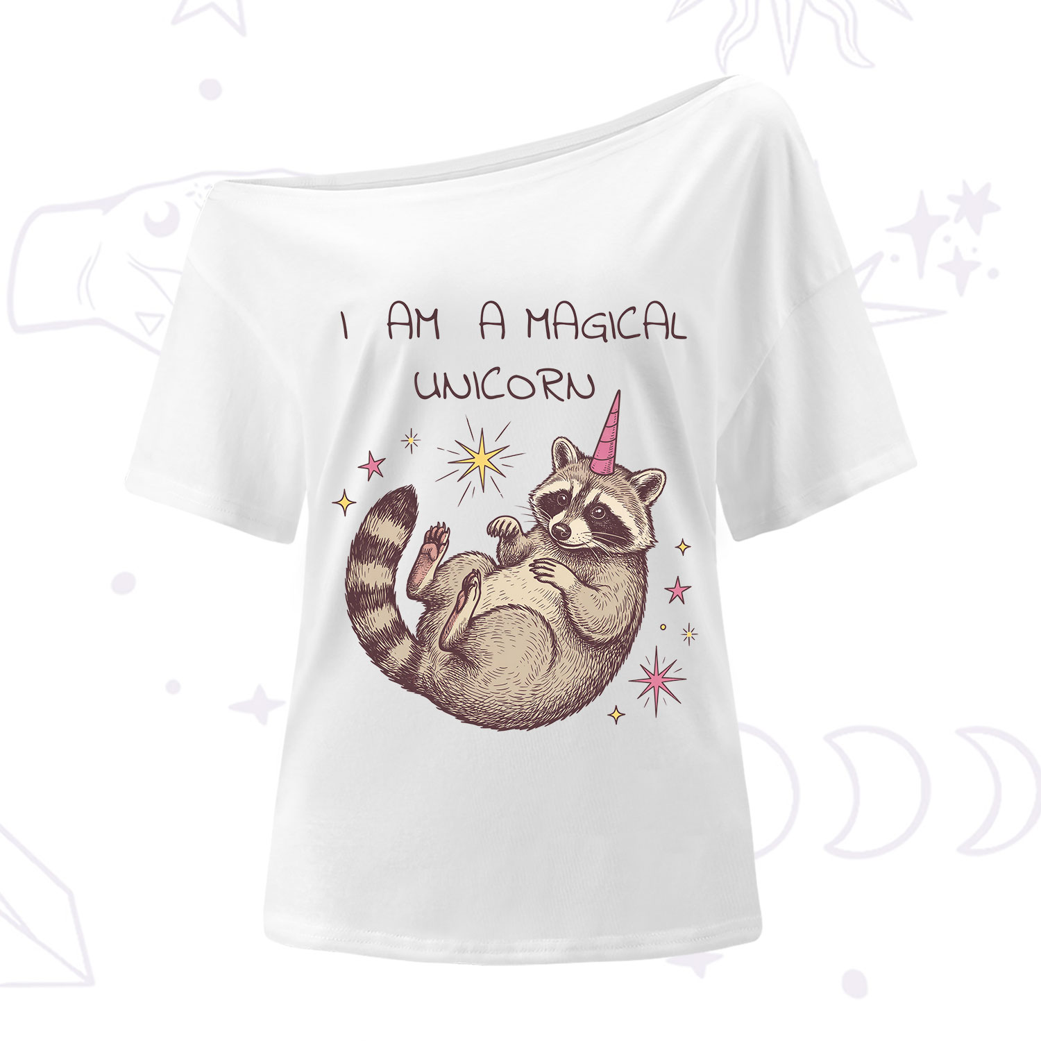 Purplehecate I Am A Magical Unicorn Raccoon One Shoulder T-Shirt