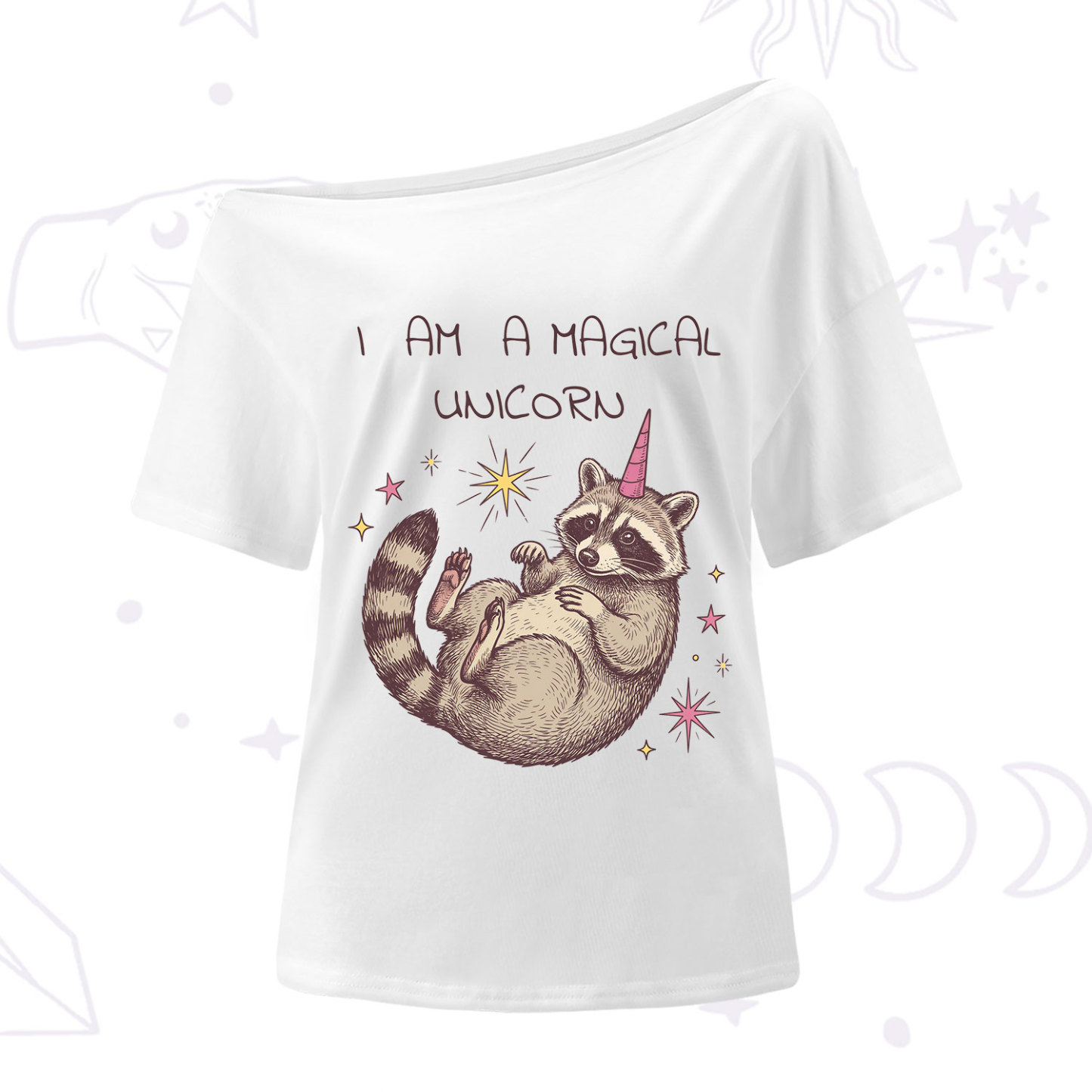 Purplehecate I Am A Magical Unicorn Raccoon One Shoulder T-Shirt