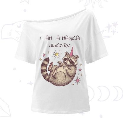 Purplehecate I Am A Magical Unicorn Raccoon One Shoulder T-Shirt