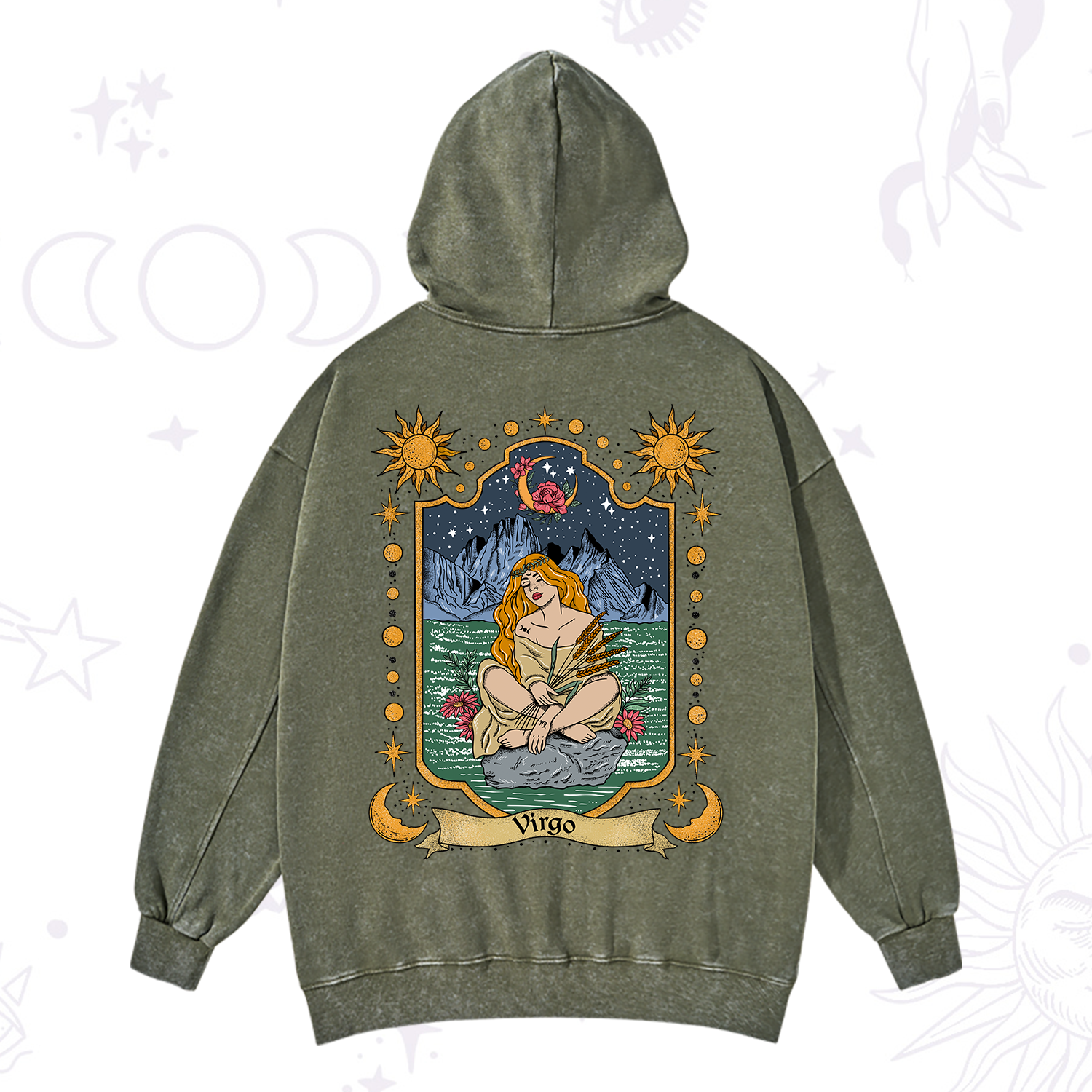 Purplehecate Virgo Zodiac Washed Hoodie