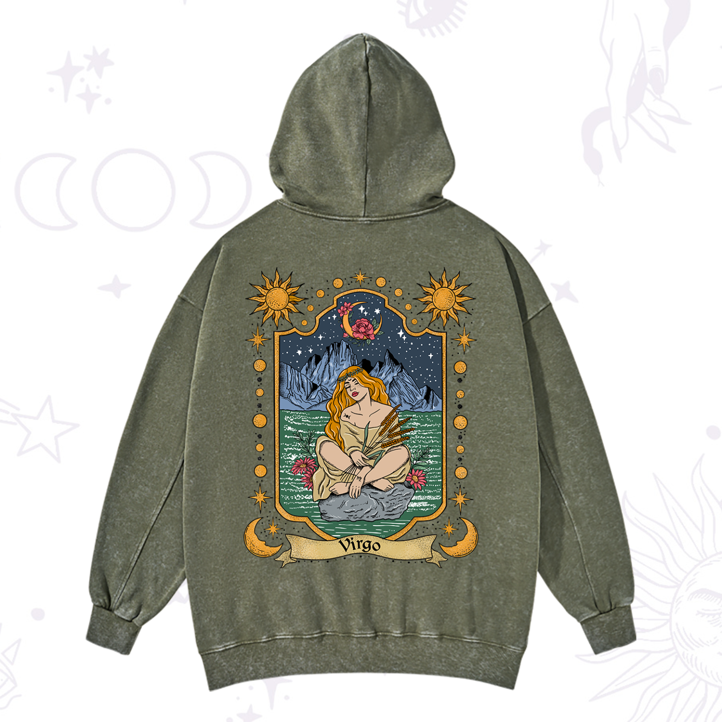 Purplehecate Virgo Zodiac Washed Hoodie