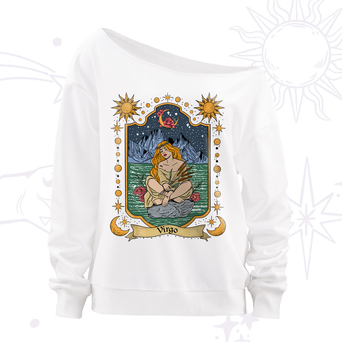 Purplehecate Virgo Zodiac Off The Shoulder Sweatshirt