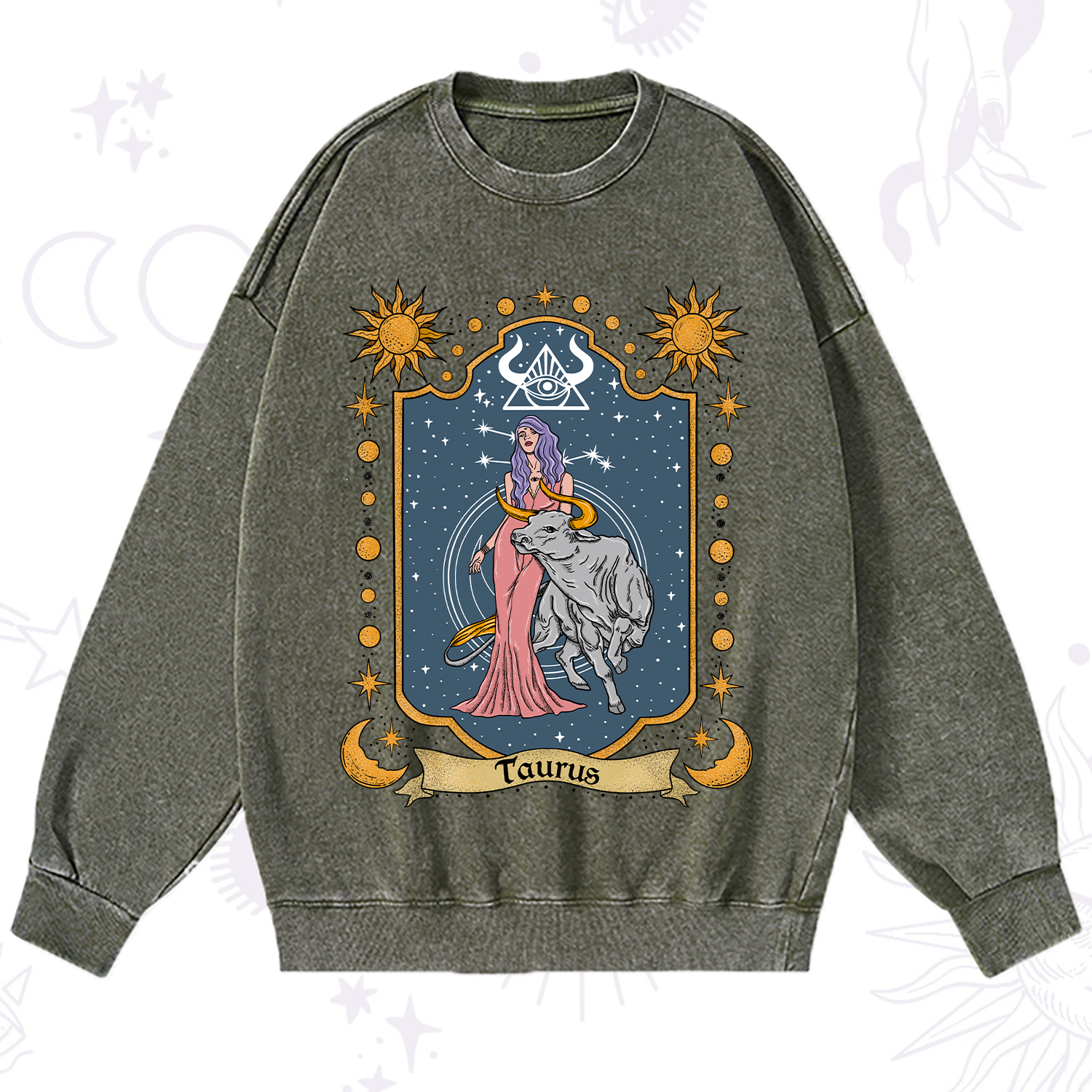 Purplehecate Taurus Zodiac Washed Sweatshirt