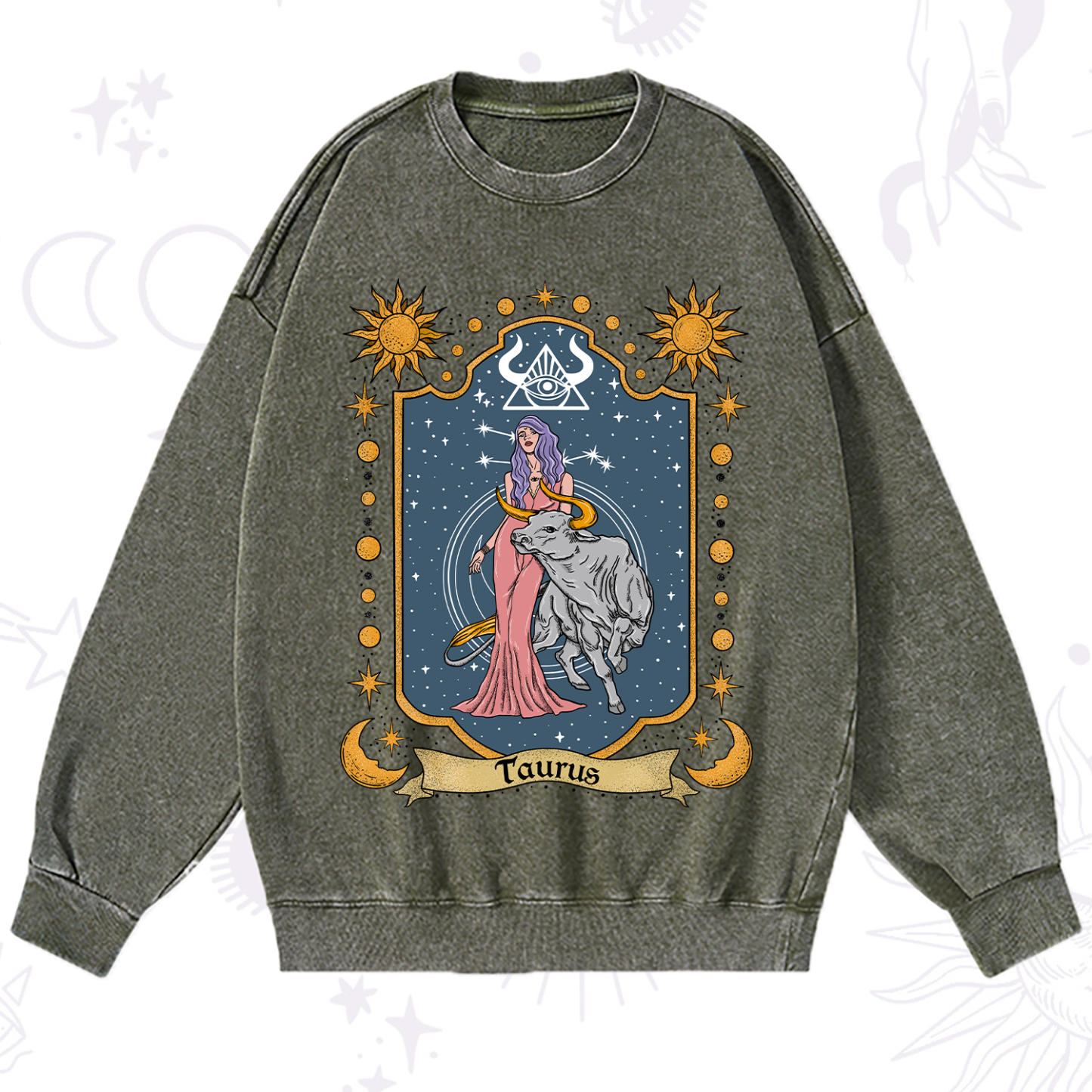 Purplehecate Taurus Zodiac Washed Sweatshirt
