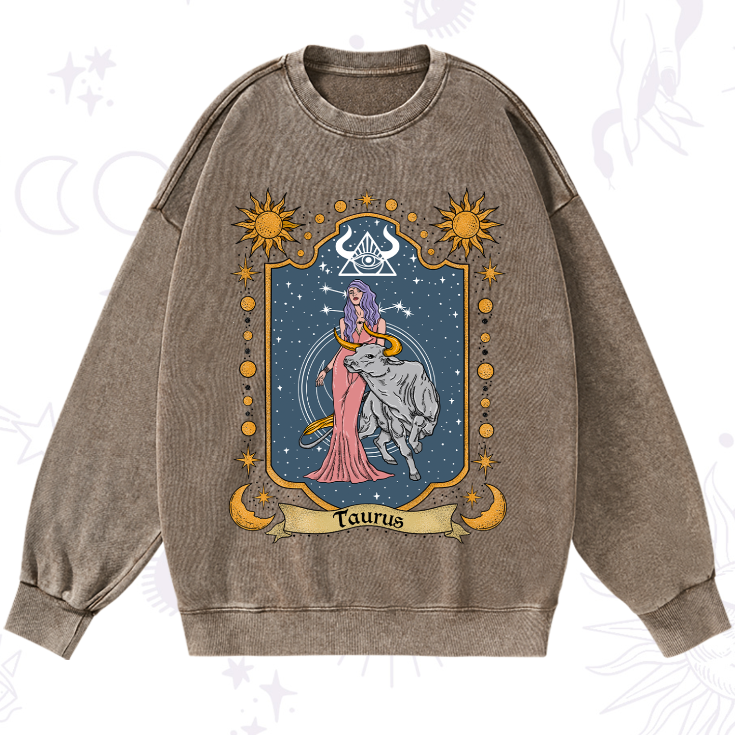 Purplehecate Taurus Zodiac Washed Sweatshirt