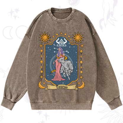 Purplehecate Taurus Zodiac Washed Sweatshirt