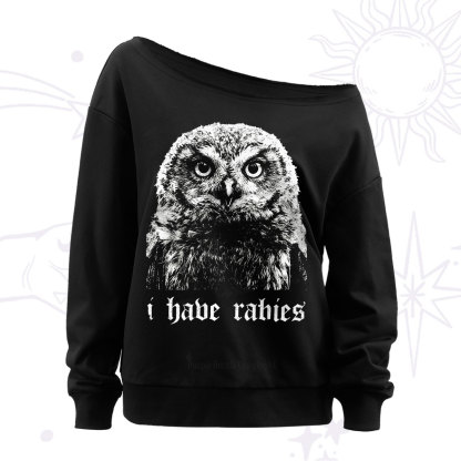 Purplehecate I Have Rabies Owl Off The Shoulder Sweatshirt