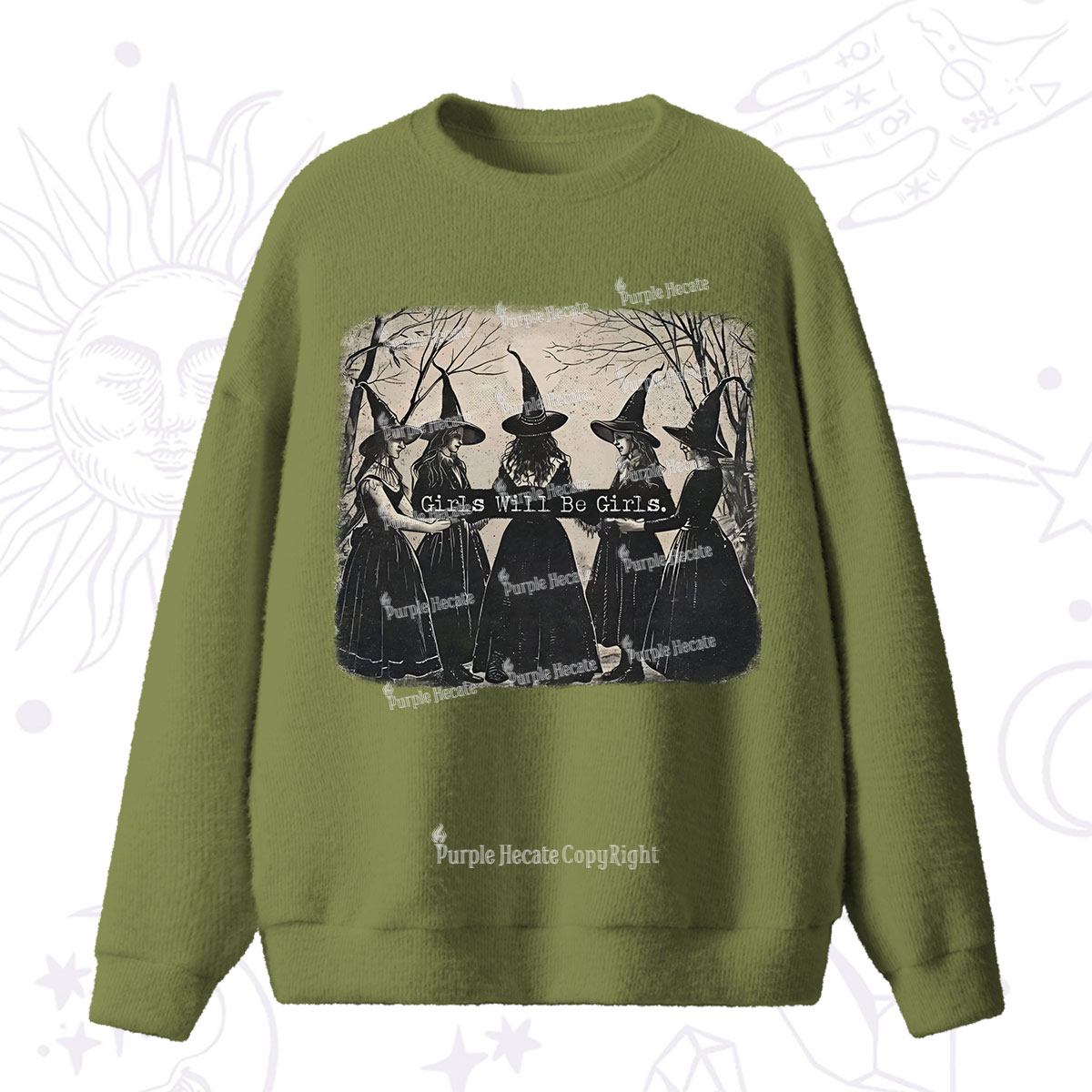 Purplehecate Girls Will Be Girls Witch Fuzzy Ugly Sweater