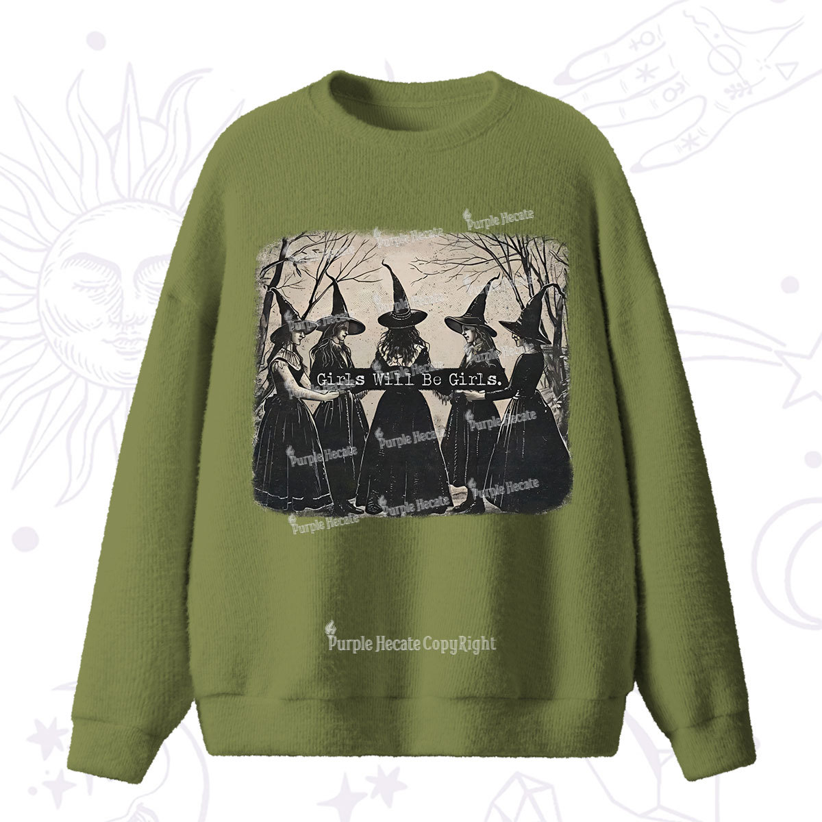 Purplehecate Girls Will Be Girls Witch Fuzzy Ugly Sweater