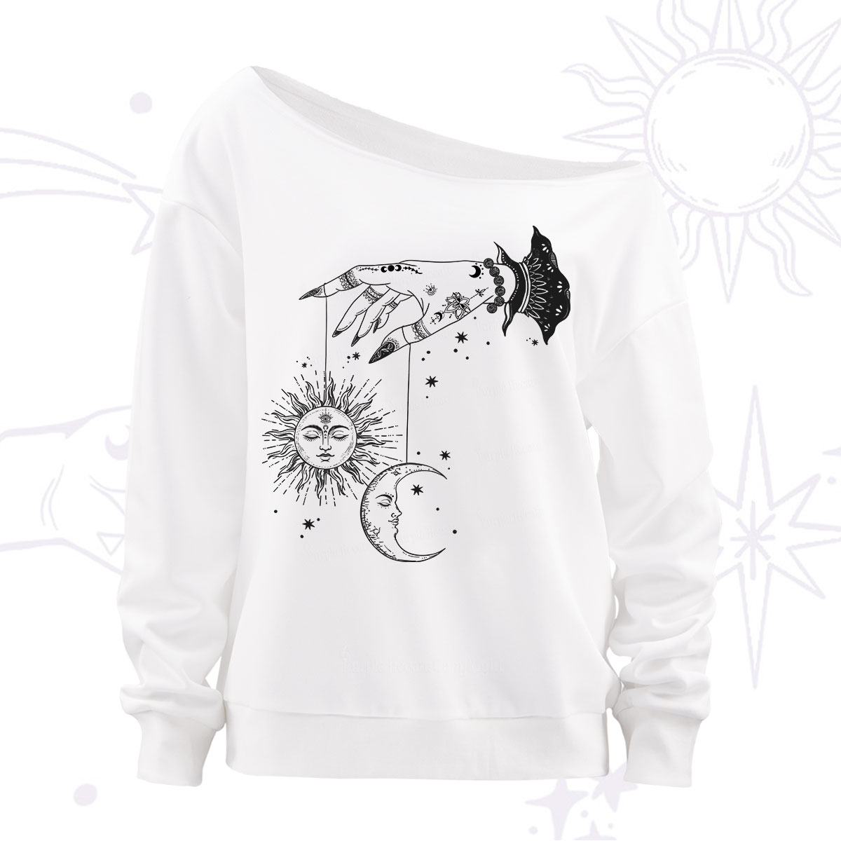 Purplehecate Witch's Sun and Moon Off The Shoulder Sweatshirt