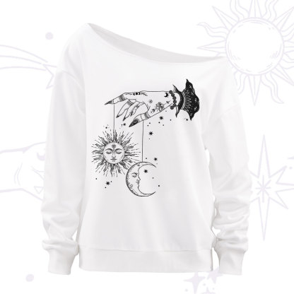 Purplehecate Witch's Sun and Moon Off The Shoulder Sweatshirt
