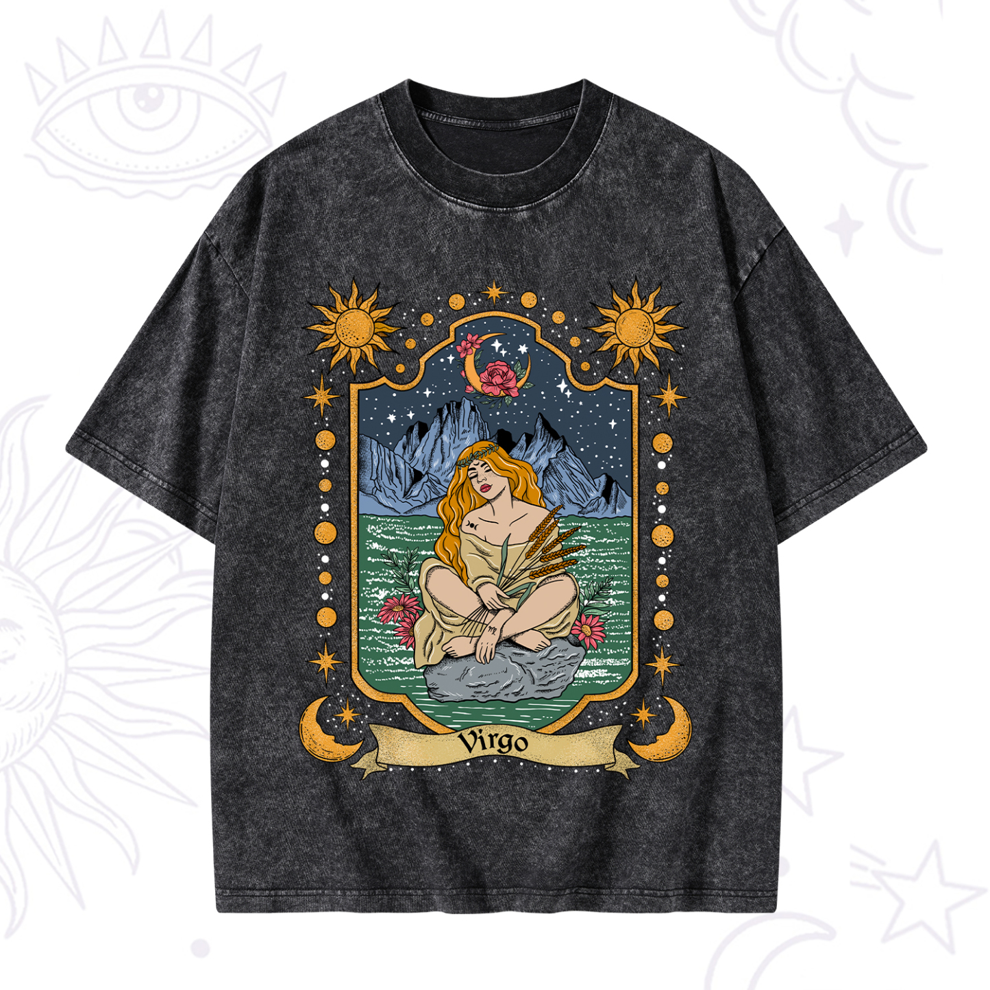 Magic Purplehecate Virgo Zodiac Washed T-Shirt