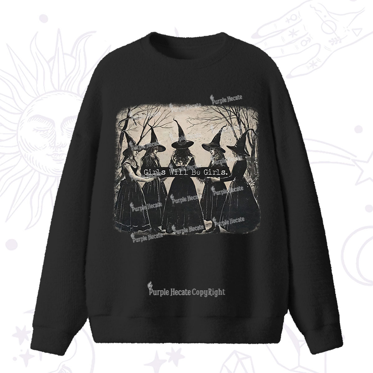 Purplehecate Girls Will Be Girls Witch Fuzzy Ugly Sweater