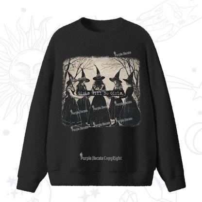Purplehecate Girls Will Be Girls Witch Fuzzy Ugly Sweater
