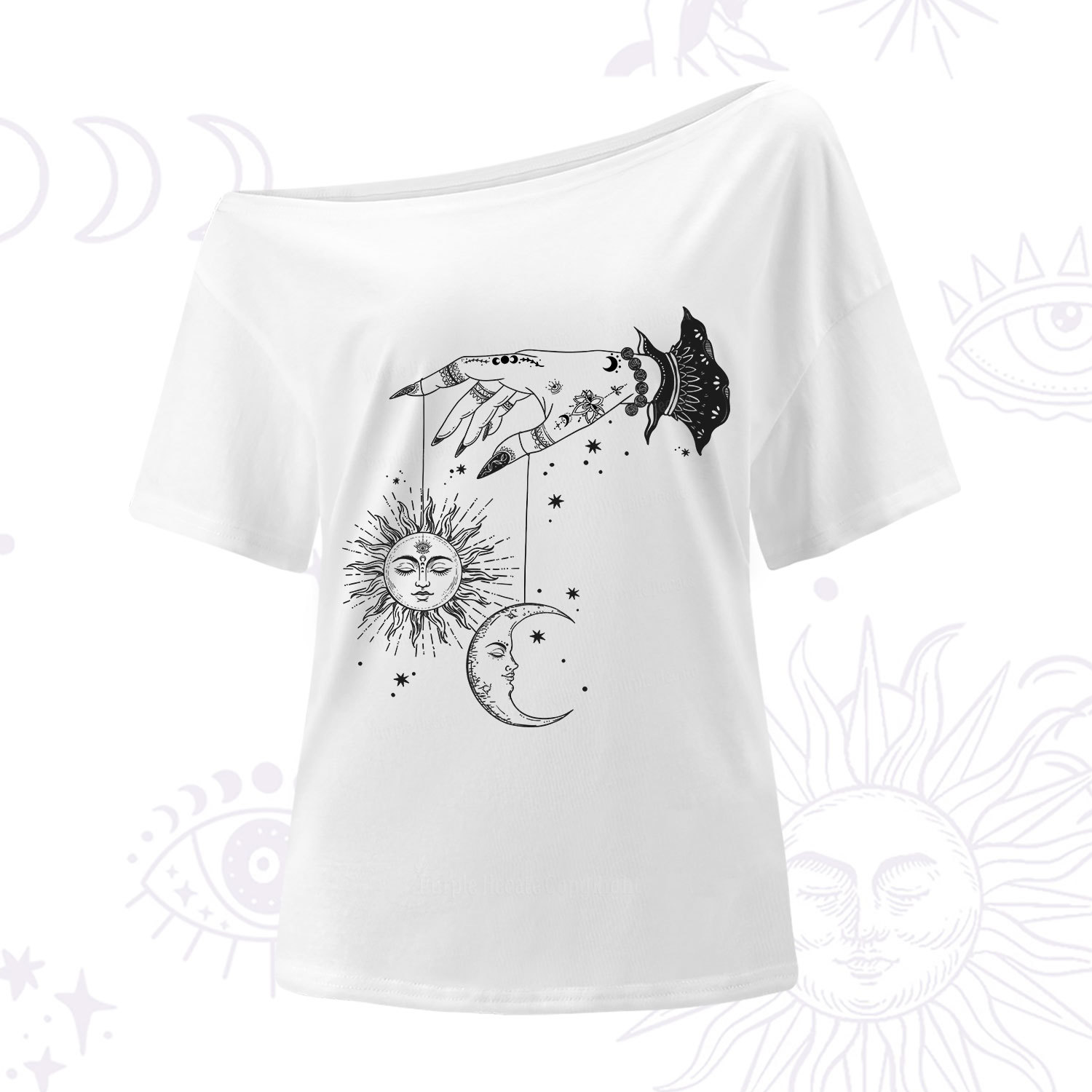 Purplehecate Witch's Sun and Moon One Shoulder T-Shirt
