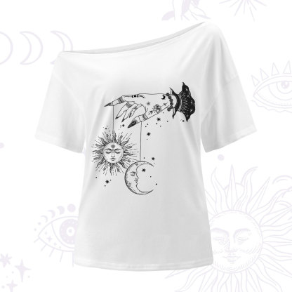 Purplehecate Witch's Sun and Moon One Shoulder T-Shirt