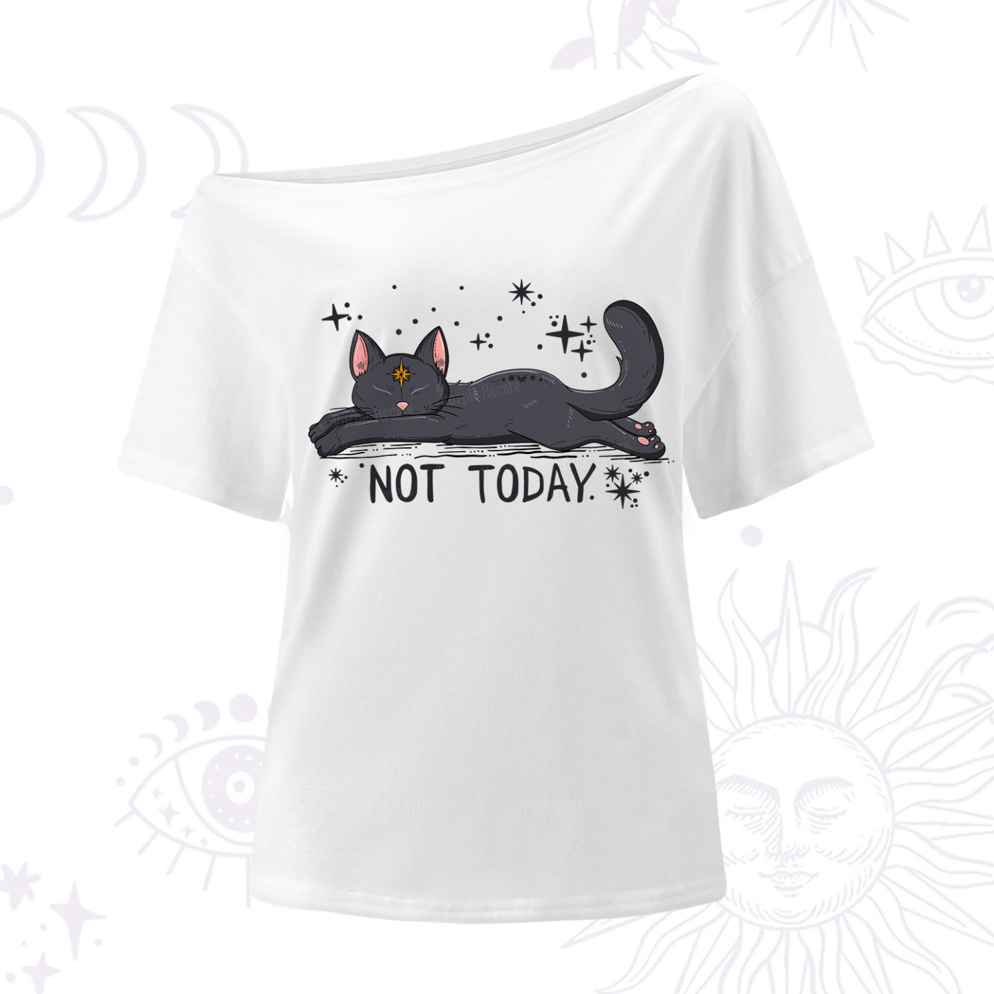 Purplehecate Not Today Cat One Shoulder T-Shirt