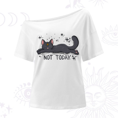 Purplehecate Not Today Cat One Shoulder T-Shirt