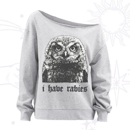 Purplehecate I Have Rabies Owl Off The Shoulder Sweatshirt