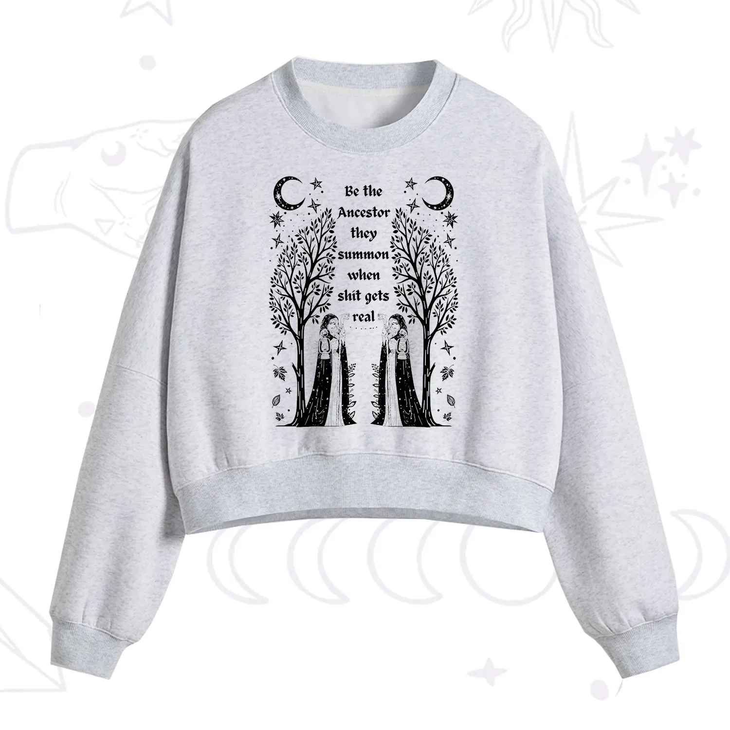 Purplehecate Be The Ancestor They Summon When Shit Gets Real Fleece Cropped Sweatshirt
