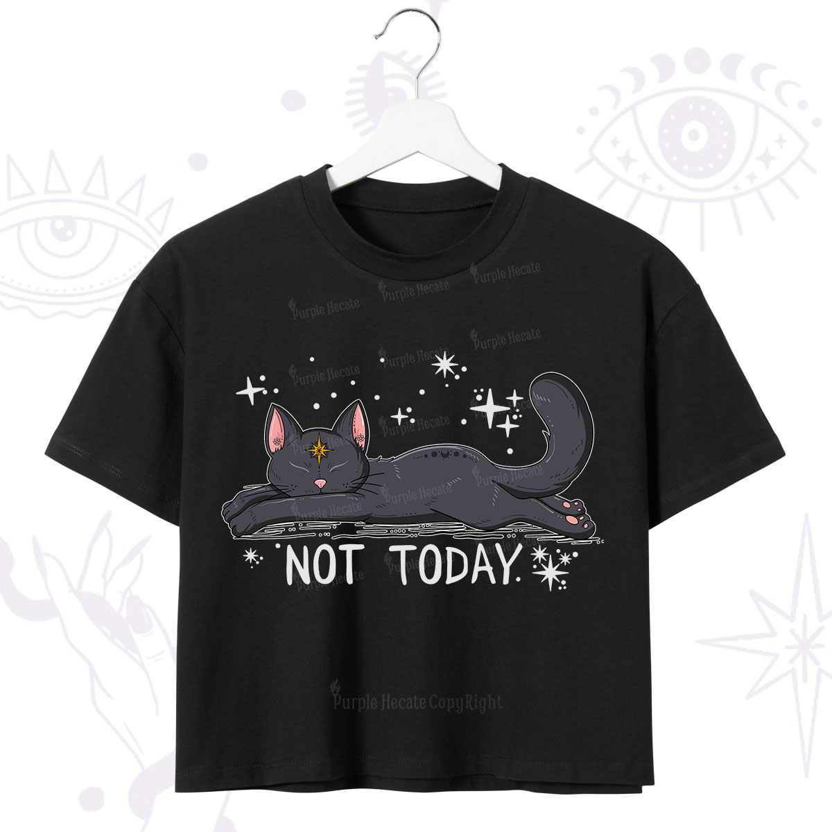 Purplehecate Not Today Cat Crop T-Shirt