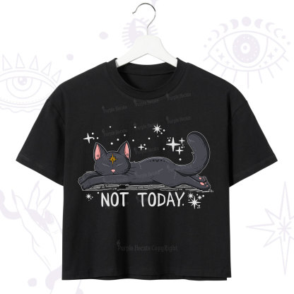 Purplehecate Not Today Cat Crop T-Shirt