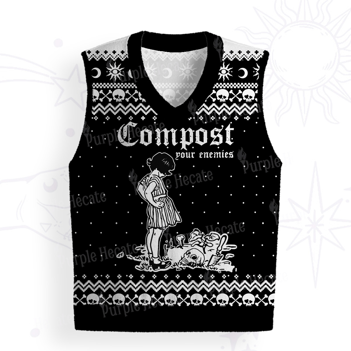 Purplehecate Compost Your Enemies Ugly Sweater Vest