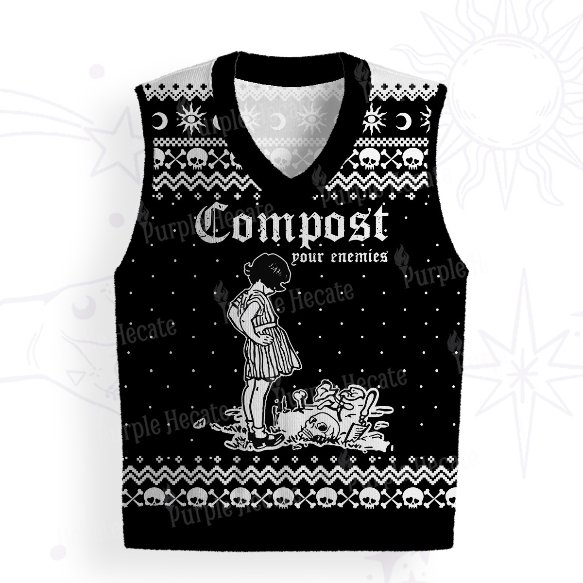 Purplehecate Compost Your Enemies Ugly Sweater Vest