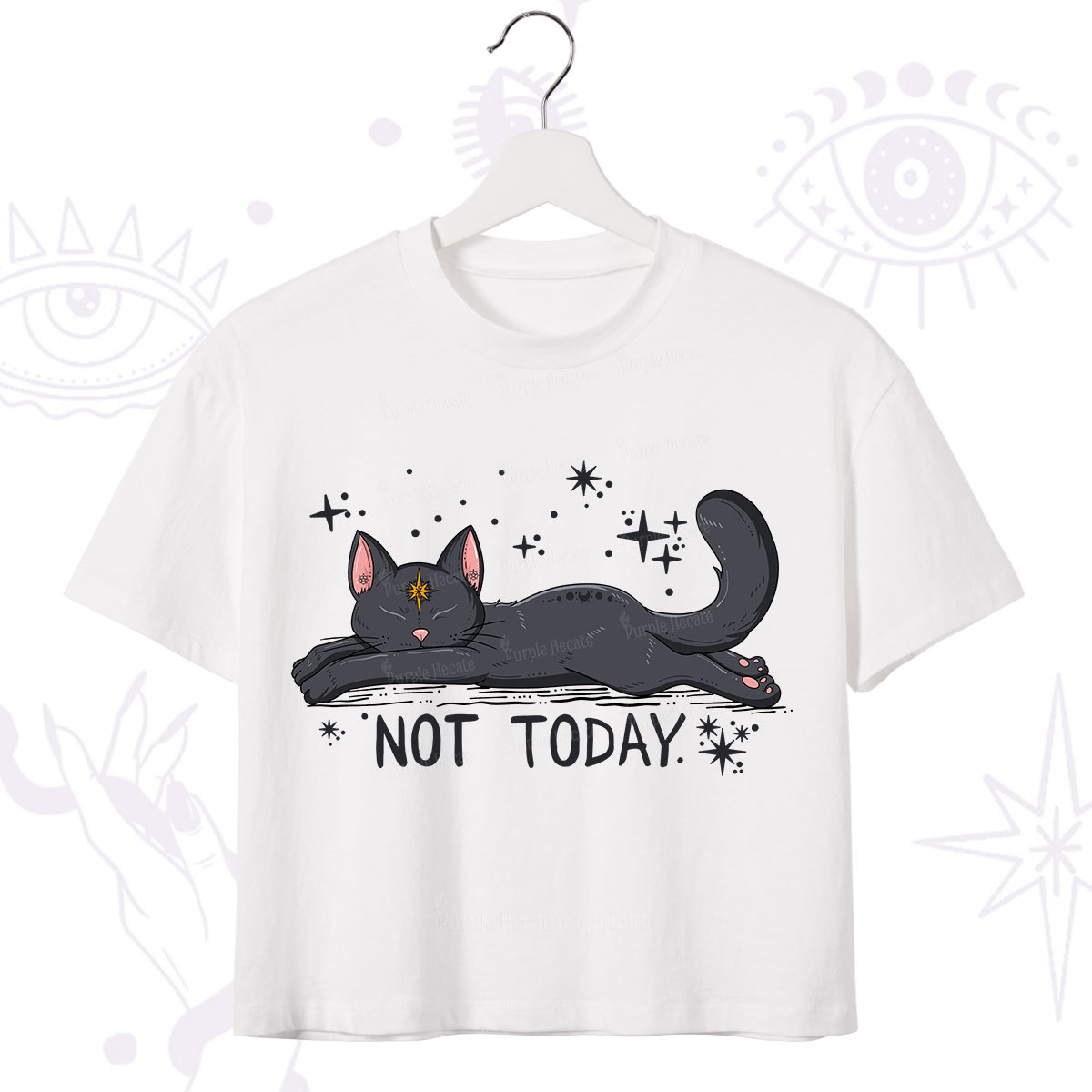 Purplehecate Not Today Cat Crop T-Shirt