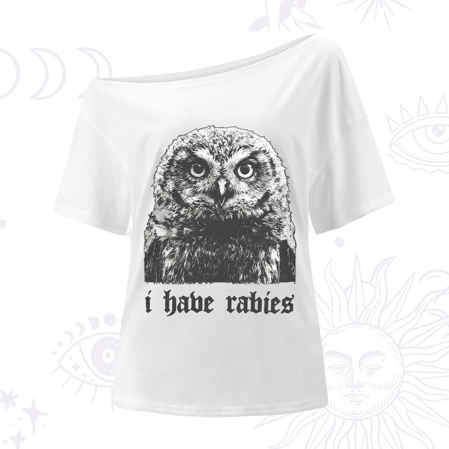 Purplehecate I Have Rabies Owl One Shoulder T-Shirt