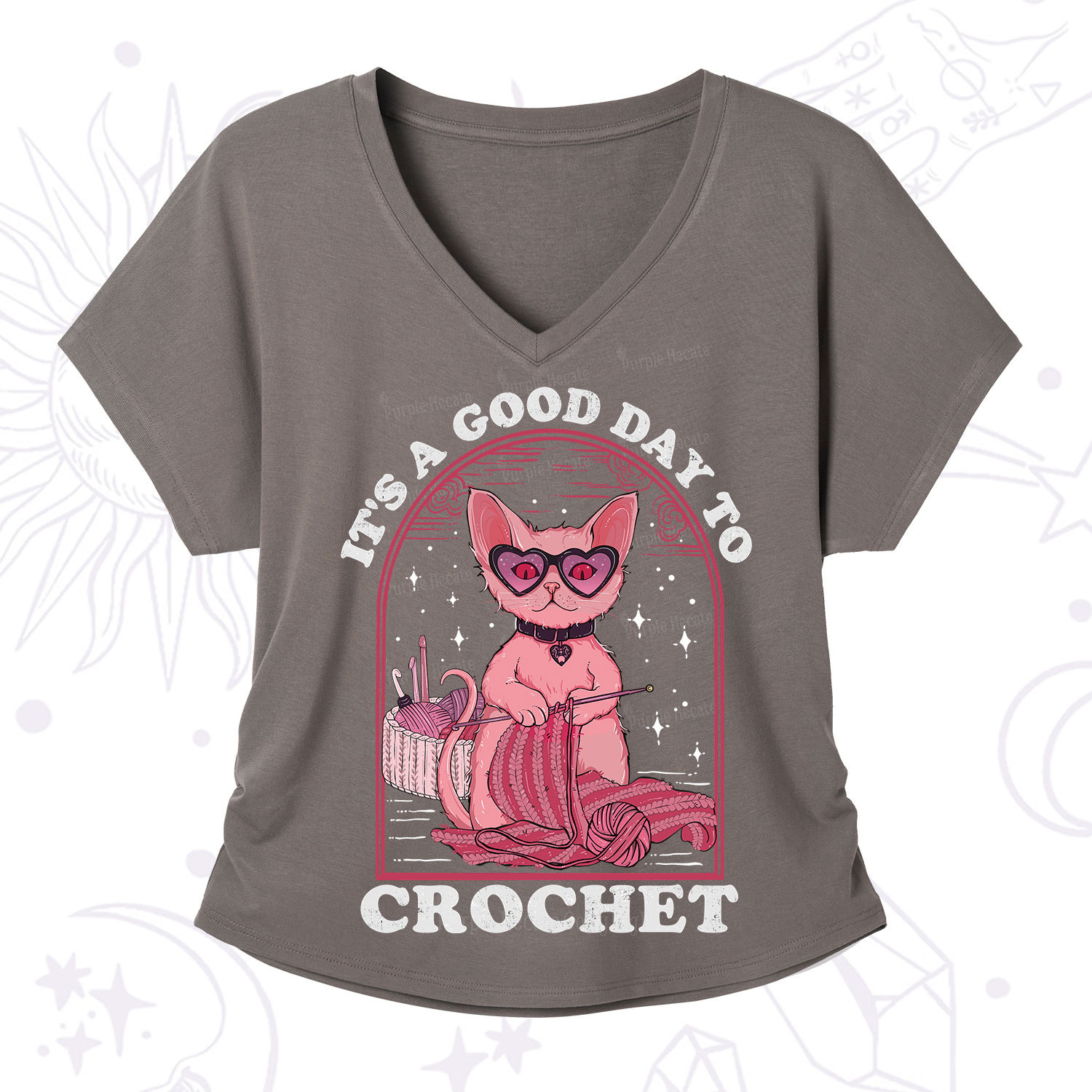 Purplehecate It's A Good Day To Crochet V-Neck T-Shirt