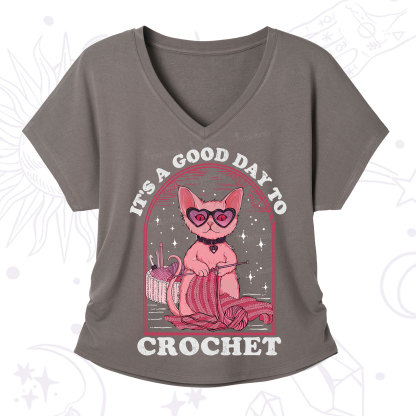Purplehecate It's A Good Day To Crochet V-Neck T-Shirt