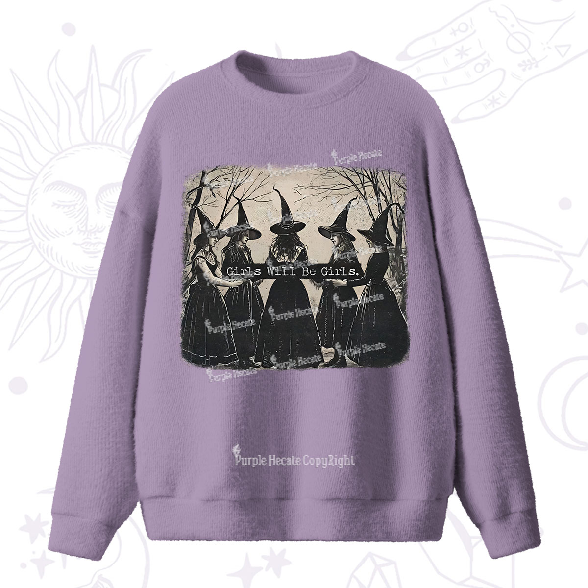 Purplehecate Girls Will Be Girls Witch Fuzzy Ugly Sweater